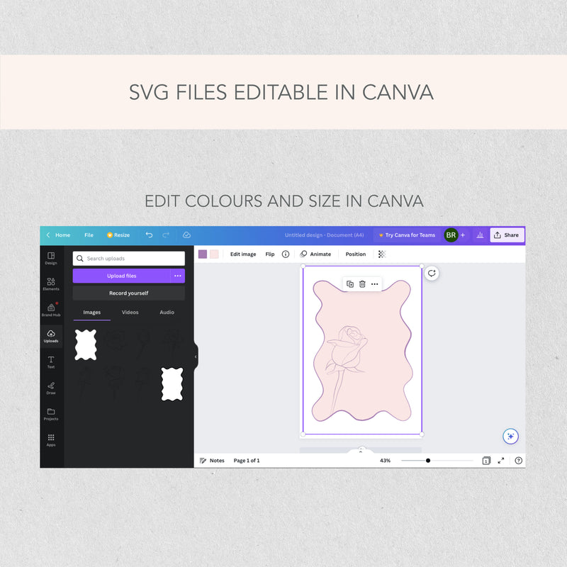波浪方形Squiggly SVG 边框|可编辑模板|婚礼、生日、卡片文具|数字下载|