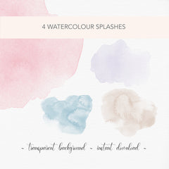 PNG Watercolour Backgrounds with Individual Gold Elements | Clipart for Wedding, Christening, Bridal Shower Invitations