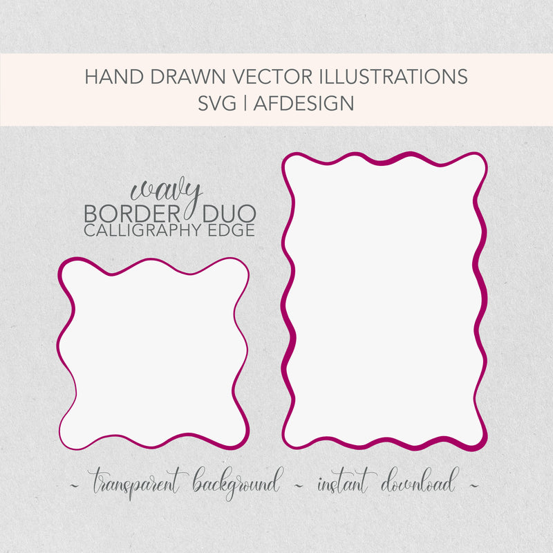 Duo Kalligraphie Quadrat und Rechteck Rahmen SVG | Briefpapier-Kartenvorlage für Hochzeit und Geburtstag | Schneiden von Dateien