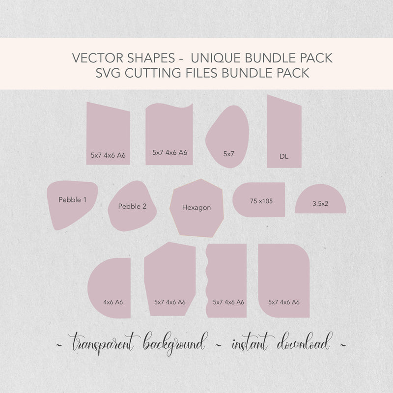SVG-Cut-Dateien | Einzigartige Formen | Bogen-, Wellen-, Wellen- und Kieselformen | Vorlagen für Hochzeitseinladungen | Lasergeschnittene Datei