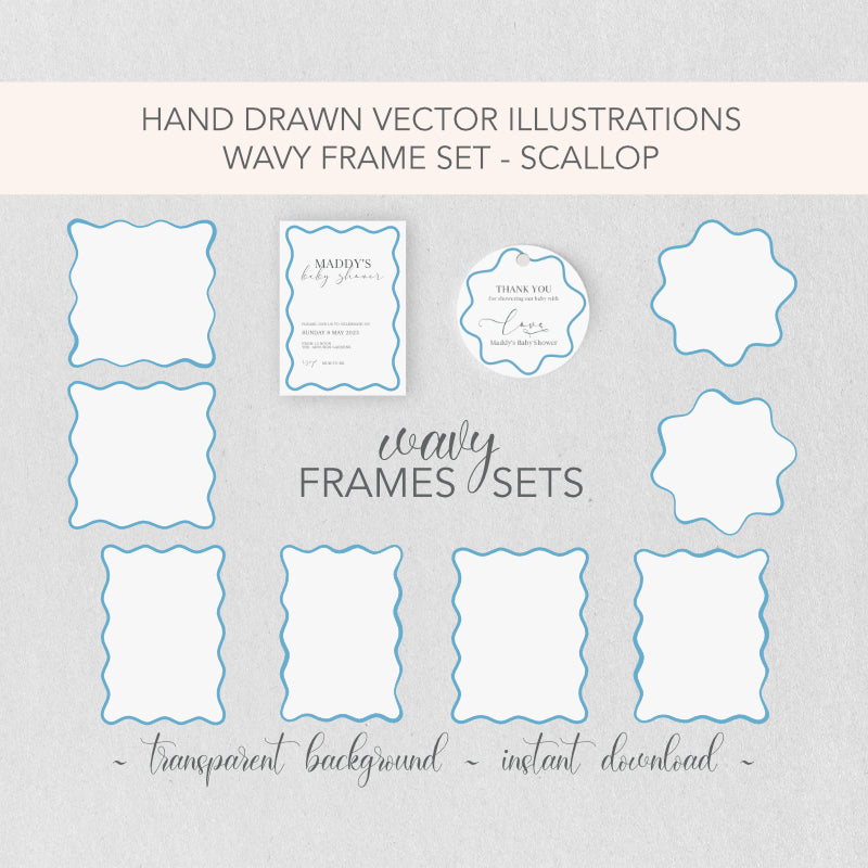 Wavy Scallop SVG Border Frame Set