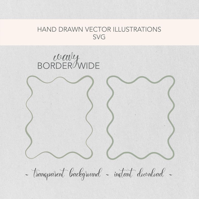 Wavy Squiggly Wide Frame Border SVG Suitable for 8x10  | Vector Editable File | Wedding and Birthday Stationery |