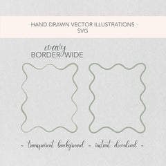 Wavy Squiggly Wide Frame Border SVG Suitable for 8x10  | Vector Editable File | Wedding and Birthday Stationery |