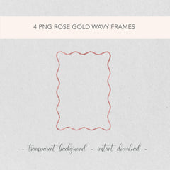 Rose Gold Wavy PNG Clip Art Frames | Wedding Invitation Border | Glitter Frame Illustrations | Birthday DIY Glitter Frame Decorative