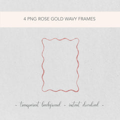 Rose Gold Wavy PNG Clip Art Frames | Wedding Invitation Border | Glitter Frame Illustrations | Birthday DIY Glitter Frame Decorative