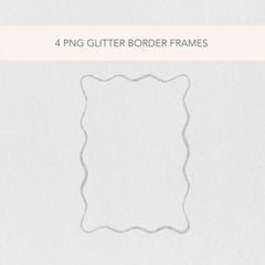 Silver Wavy PNG Clip Art Frames | Wedding Invitation Border | Glitter Frame Illustrations | Birthday DIY Glitter Frame Decorative