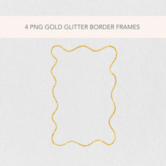 Glitter Gold Wavy PNG Clip Art Border Frame Illustrations