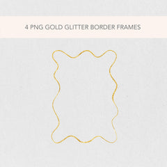 Glitter Gold Wavy PNG Clip Art Border Frame Illustrations