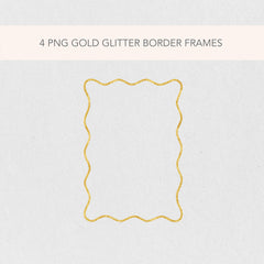 Glitter Gold Wavy PNG Clip Art Border Frame Illustrations