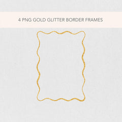 Glitter Gold Wavy PNG Clip Art Border Frame Illustrations