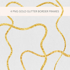 Glitter Gold Wavy PNG Clip Art Border Frame Illustrations