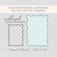 Scalloped Wavy Border | Vector SVG Editable Instant Download File | Wedding and Birthday Stationery