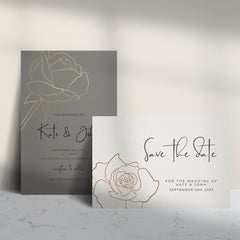 Vector Fine Line Editable Roses SVG Drawings | 5 Individual Files SVG | Transparent Background | Wedding Stationery Illustration |
