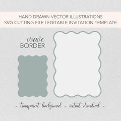 Ultimate Wavy Frame SVG Border Bundle Pack | Invitation Stationery Template |