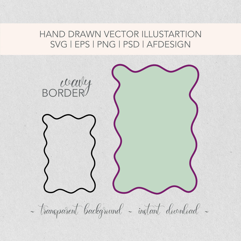 Wavy Squiggly Border Vector Editable File | Wedding and Birthday Stationery | Cutting Files