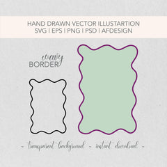 Wavy Squiggly Border Vector Editable File | Wedding and Birthday Stationery | Cutting Files