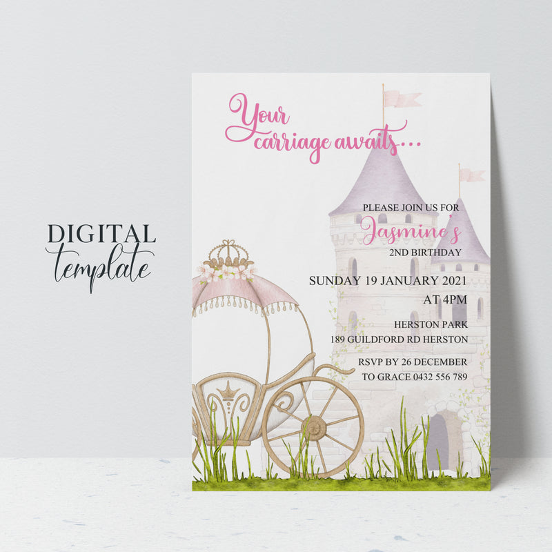 Invitación a la fiesta de cumpleaños digital del jardín de hadas