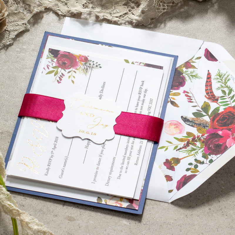 Fall In Love - Burgundy Invitation -  invitations - Adore Paper
