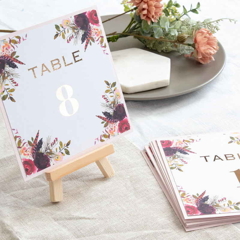Fall In Love - Burgundy Table No. -  Table numbers sign - Adore Paper