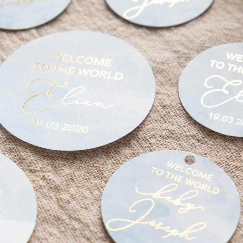 Blue Watercolour Tags