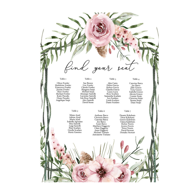 Romantic - Seating Chart -   - Adore Paper