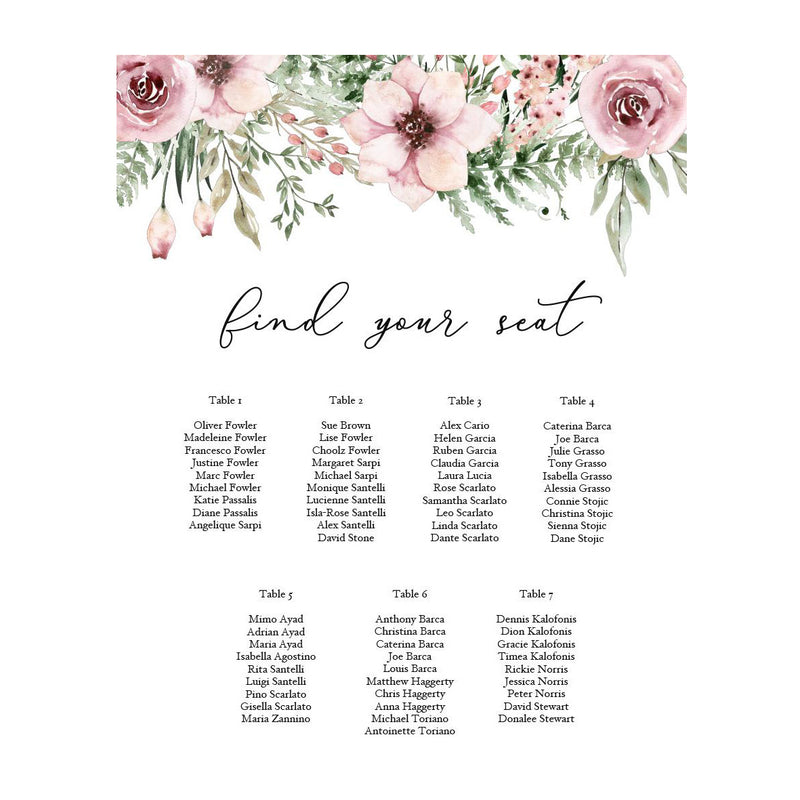 Fall In Love - Seating Chart -   - Adore Paper