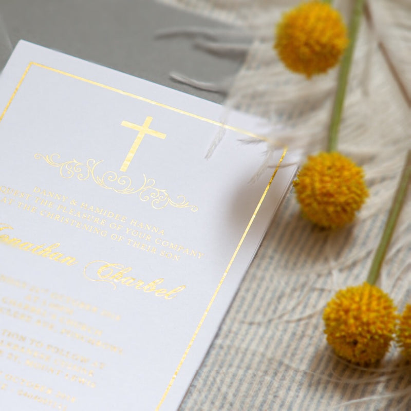 Fluer de Lis - Christening -  invitations - Adore Paper