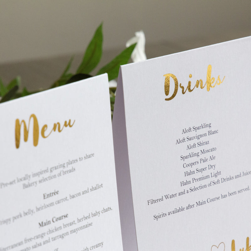 Freestanding Menu -  invitations - Adore Paper